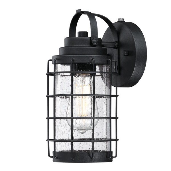 Westinghouse Fixture Wall Outdoor 60W Dusk to Dawn Jupiter Point Txt, Black Clear Sd Glass 6122300 - main